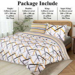 Aspire Homeware Printed Microfiber Duvet Cover Set, Ochre Stripe Reversible, Double, (L)200Cm X (W)200Cm - thumbnail 6