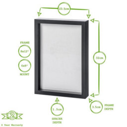 "Nicola Spring 3D Box Photo Frame With A5 Mount - A4 (8"" X 12"") - White/white" - thumbnail 4