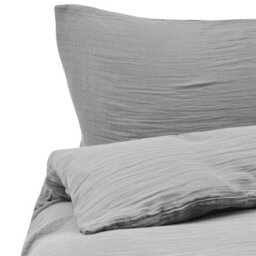 Beliani Duvet Cover Set Sumner 200 X 200 Cm Cotton Muslin Light Grey - thumbnail 7