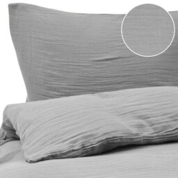 Beliani Duvet Cover Set Sumner Cotton Muslin 200 X 200 Cm Light Grey