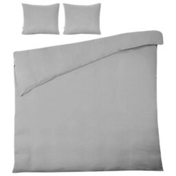 Beliani Duvet Cover Set Sumner 200 X 200 Cm Cotton Muslin Light Grey - thumbnail 4
