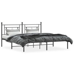Berkfield Metal Bed Frame Without Mattress With Headboard Black 183X213Cm - thumbnail 3
