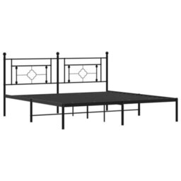 Berkfield Metal Bed Frame Without Mattress With Headboard Black 183X213Cm - thumbnail 4