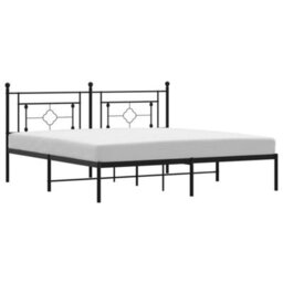 Berkfield Metal Bed Frame Without Mattress With Headboard Black 183X213Cm - thumbnail 2