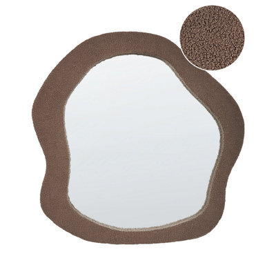 Beliani Wall Mirror Blismes 79 Cm 80 Cm Boucle Brown - image 1
