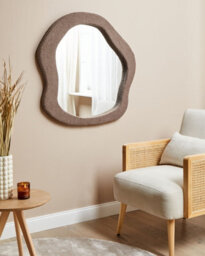 Beliani Wall Mirror Blismes 79 Cm 80 Cm Boucle Brown - thumbnail 2