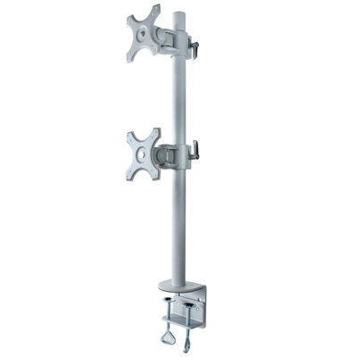 "13"" To 22"" Dual Twin Vertical Monitor Desk Stand Tv Office Tilt Table Mount Bracket"