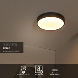 Lucide Unar Modern Flush Ceiling Light 30Cm - Led Dim. - 1X18W 2700K - 3 Stepdim - Black - thumbnail 3