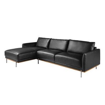 Angel Cerda Luxurious Left Chaise Longue Sofa In Black Leather - image 1