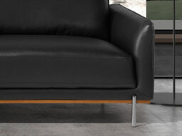 Angel Cerda Luxurious Left Chaise Longue Sofa In Black Leather - thumbnail 4