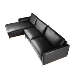 Angel Cerda Luxurious Left Chaise Longue Sofa In Black Leather - thumbnail 6