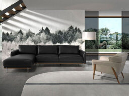 Angel Cerda Luxurious Left Chaise Longue Sofa In Black Leather - thumbnail 3