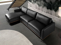Angel Cerda Luxurious Left Chaise Longue Sofa In Black Leather - thumbnail 2