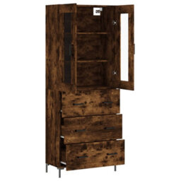 Berkfield Elegant Highboard Smoked Oak 69.5X34X180 Cm Engineered Wood - thumbnail 4