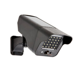 Black Solar Powered Pir Motion Sensor Floodlight & Decoy Camera - 280 Lumen Outdoor Wall Or Fence Mounted Led Security Lighting - thumbnail 3