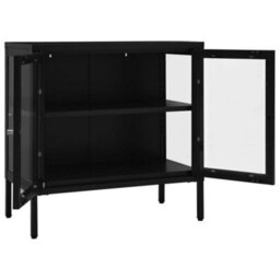 Berkfield Sideboard Black 70X35X70 Cm Steel And Glass - thumbnail 6