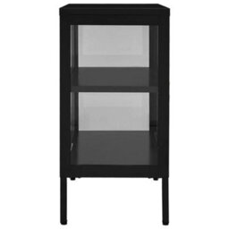 Berkfield Sideboard Black 70X35X70 Cm Steel And Glass - thumbnail 4