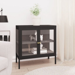 Berkfield Sideboard Black 70X35X70 Cm Steel And Glass