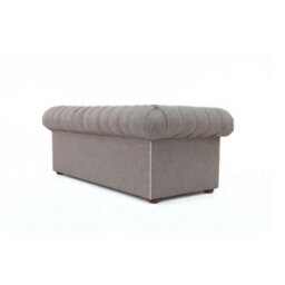 Chesterfield 3 Seater Sofa Charles Charcoal Grey Linen Fabric In Classic Style - thumbnail 4