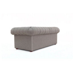Chesterfield 3 Seater Sofa Charles Charcoal Grey Linen Fabric In Classic Style - thumbnail 3