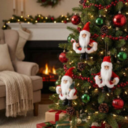 Urbn-Living Urbnliving 6 Mini Hanging Santa Claus Christmas Tree Bauble Ornament Traditional Decor
