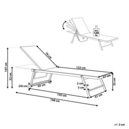 Beliani Sun Lounger Portofino Reclining Metal Black - thumbnail 3