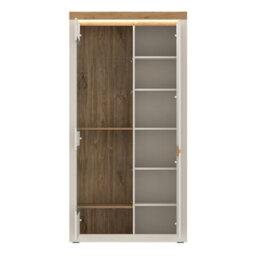 Furniture To Go Naxxar Tall Display Cabinet With 2 Doors (Lh) In Cashmere And Stone Oak - thumbnail 7