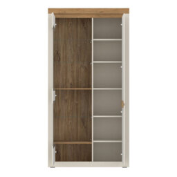 Furniture To Go Naxxar Tall Display Cabinet With 2 Doors (Lh) In Cashmere And Stone Oak - thumbnail 4