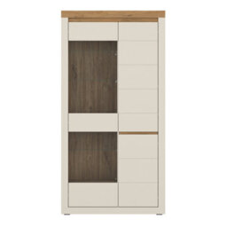 Furniture To Go Naxxar Tall Display Cabinet With 2 Doors (Lh) In Cashmere And Stone Oak - thumbnail 3