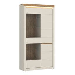 Furniture To Go Naxxar Tall Display Cabinet With 2 Doors (Lh) In Cashmere And Stone Oak - thumbnail 5