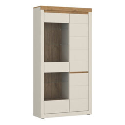 Furniture To Go Naxxar Tall Display Cabinet With 2 Doors (Lh) In Cashmere And Stone Oak - thumbnail 2