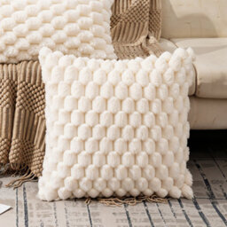 Thehotsale Set Of 2 Cozy Soft Plush Throw Pillow Cushion Covers Pillowcases Without Insert White Beige - thumbnail 4