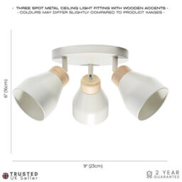 Happy Homewares Contemporary Scandinavian Designed Triple Spot Ceiling Light In Muted Dove Grey - thumbnail 5