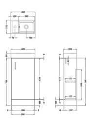 GravaHaus Bleached Oak Gloss Floor Standing Vanity Unit 400mm With Chrome Tap, Waste & Handle - thumbnail 2