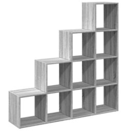 Berkfield Room Divider Bookcase 4-Tier Grey Sonoma 131.5X29X131.5 Cm Engineered Wood - thumbnail 7