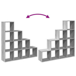 Berkfield Room Divider Bookcase 4-Tier Grey Sonoma 131.5X29X131.5 Cm Engineered Wood - thumbnail 8