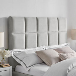 Ecasa Imogen Velvet Bed Frame Ottoman Storage Gas Lift Square Panel Design Light Grey  ( Double Size 4Ft 6 ) - thumbnail 4