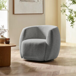 Oakham Bowline Cream Chenille Upholstered Swivel Accent Chair - thumbnail 2
