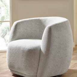 Oakham Bowline Cream Chenille Upholstered Swivel Accent Chair - thumbnail 4
