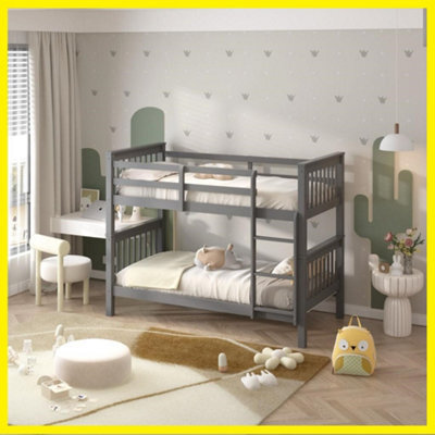 RAC3 Wooden Double Bunk Bed Space Saving, Sturdy, Sleeps 2 Available In White And Grey (Double Grey) - image 1