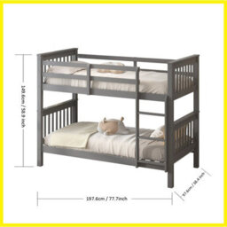 RAC3 Wooden Double Bunk Bed   Space Saving, Sturdy, Sleeps 2   Available In White And Grey  (Double Grey) - thumbnail 2