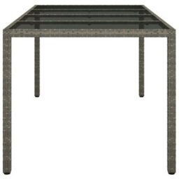 Berkfield Garden Table Grey 190X90X75 Cm Tempered Glass And Poly Rattan - thumbnail 4