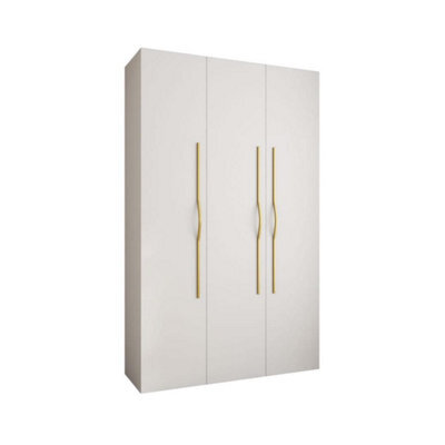 Arte Stylish White Como Ii Hinged Door Wardrobe H2460mm W1500mm D500mm, Three Doors, Eleven Shelves, Two Hanging Rails, Gold Handles - image 1