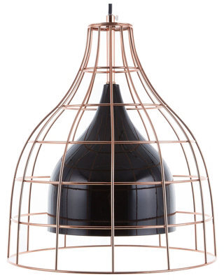 Wyld And Coco Industrial Ceiling Pendant Black 121Cm With Copper Cage - image 1
