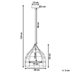 Wyld And Coco Industrial Ceiling Pendant Black 121Cm With Copper Cage - thumbnail 3