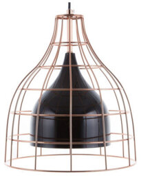 Wyld And Coco Industrial Ceiling Pendant Black 121Cm With Copper Cage - thumbnail 1
