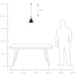 Wyld And Coco Industrial Ceiling Pendant Black 121Cm With Copper Cage - thumbnail 4