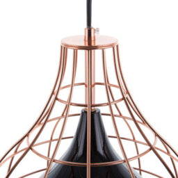 Wyld And Coco Industrial Ceiling Pendant Black 121Cm With Copper Cage - thumbnail 7