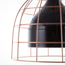 Wyld And Coco Industrial Ceiling Pendant Black 121Cm With Copper Cage - thumbnail 6