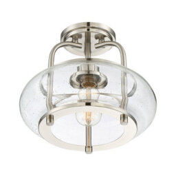 Elegant Semi Flush Light With Clear Seeded Glass Shade And Brushed Nickel Finish - thumbnail 3